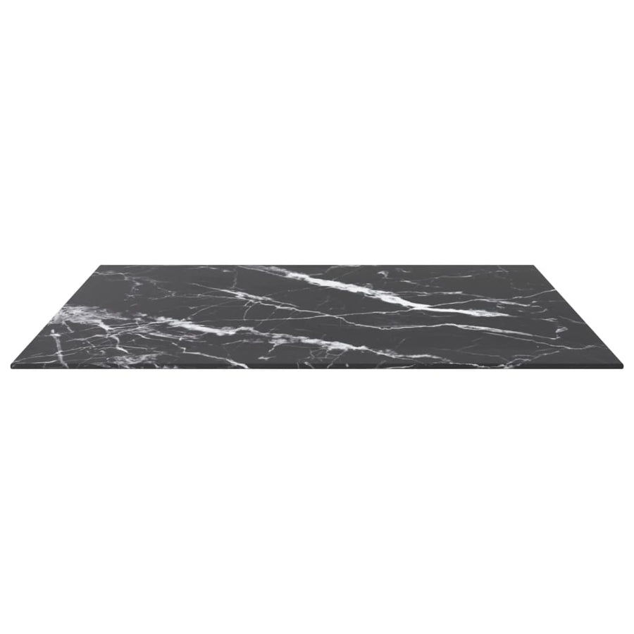 Table Top Black 80x80 cm 6 mm Tempered Glass with Marble Design