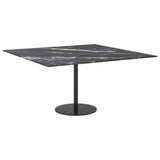 Table Top Black 80x80 cm 6 mm Tempered Glass with Marble Design - Top-Down View