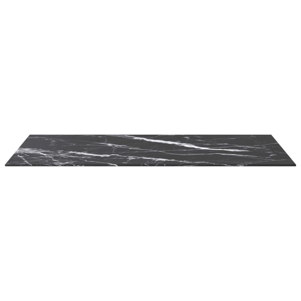Table Top Black 100x50 cm 6mm Tempered Glass with Marble Design