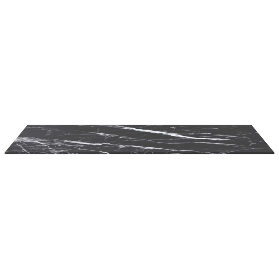 Table Top Black 100x50 cm 6mm Tempered Glass with Marble Design