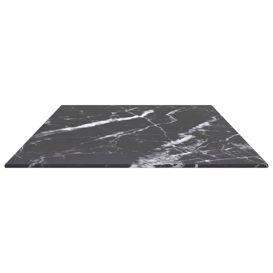 Table Top Black 100x50 cm 6mm Tempered Glass with Marble Design