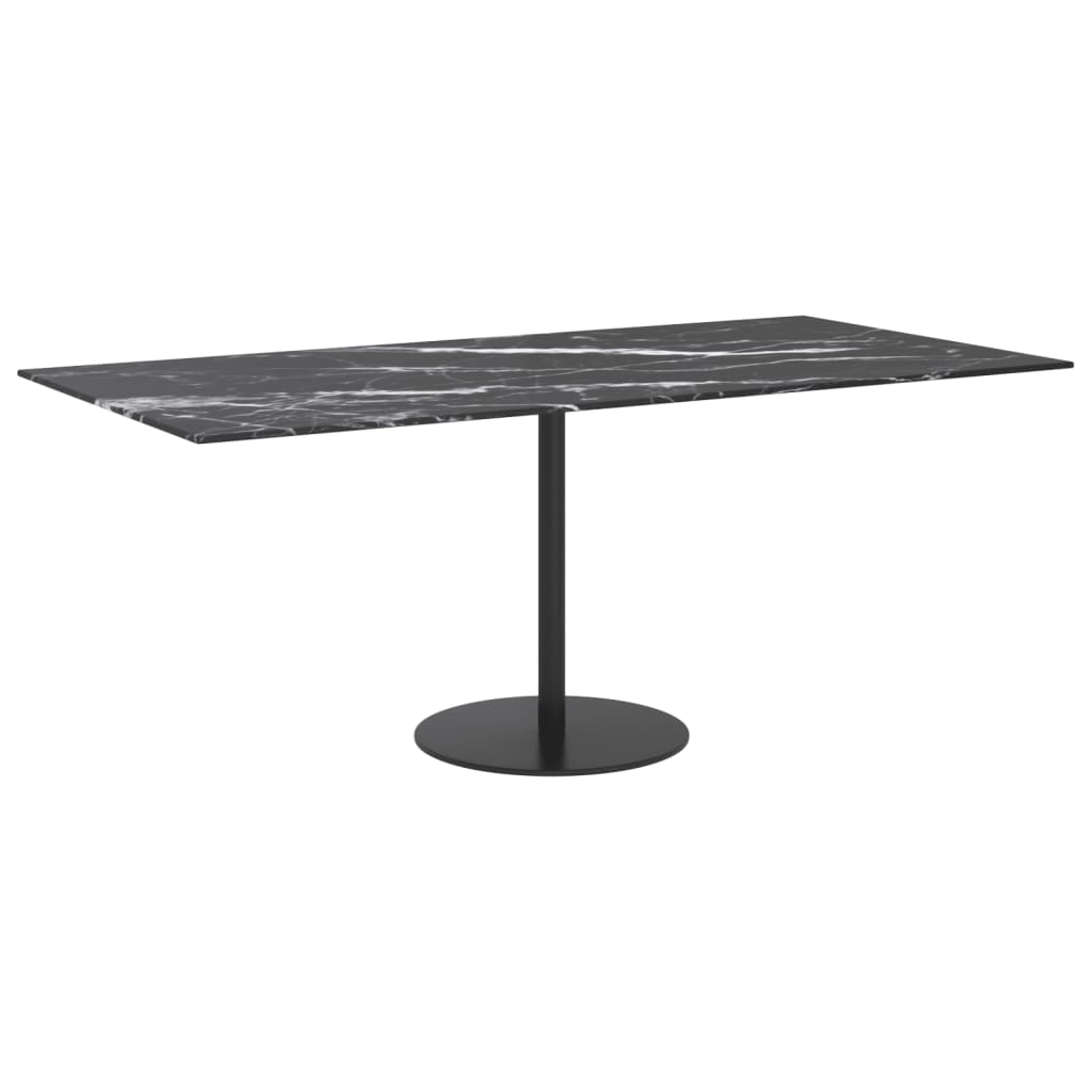 Table Top Black 100x50 cm 6mm Tempered Glass with Marble Design