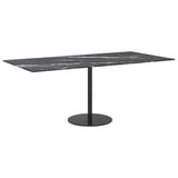 Table Top Black 100x50 cm 6mm Tempered Glass with Marble Design