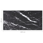 Table Top Black 100x50 cm 6mm Tempered Glass with Marble Design