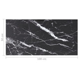Table Top Black 100x50 cm 6mm Tempered Glass with Marble Design - Rear View