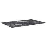 Table Top Black 100x62 cm 8mm Tempered Glass with Marble Design - Front View