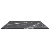 Table Top Black 100x62 cm 8mm Tempered Glass with Marble Design - Top-Down View