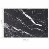 Table Top Black 100x62 cm 8mm Tempered Glass with Marble Design - Rear View