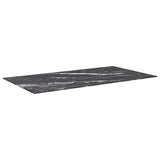 Table Top Black 120x65 cm 8mm Tempered Glass with Marble Design - Front View