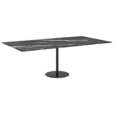 Table Top Black 120x65 cm 8mm Tempered Glass with Marble Design - 45-Degree Angle