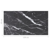 Table Top Black 120x65 cm 8mm Tempered Glass with Marble Design - Rear View