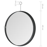 Hanging Mirror with Hook Black 40 cm - Close-Up Angle