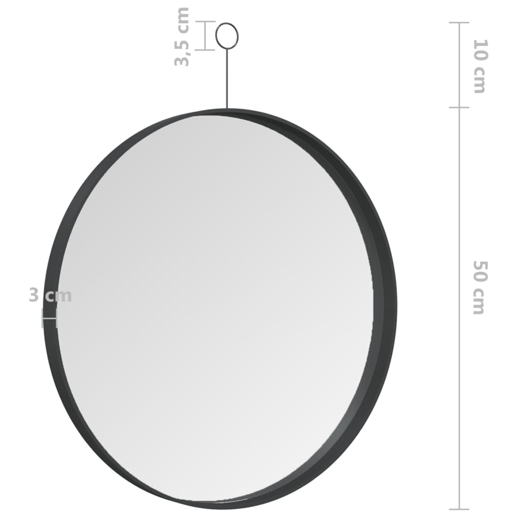 Hanging Mirror with Hook Black 50 cm