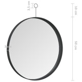 Hanging Mirror with Hook Black 50 cm - Close-Up Angle