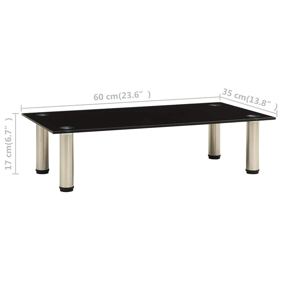 TV Stand Black 60x35x17 cm Tempered Glass