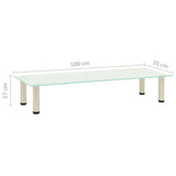 TV Stand Frosted 100x35x17 cm Tempered Glass - 45-Degree Angle