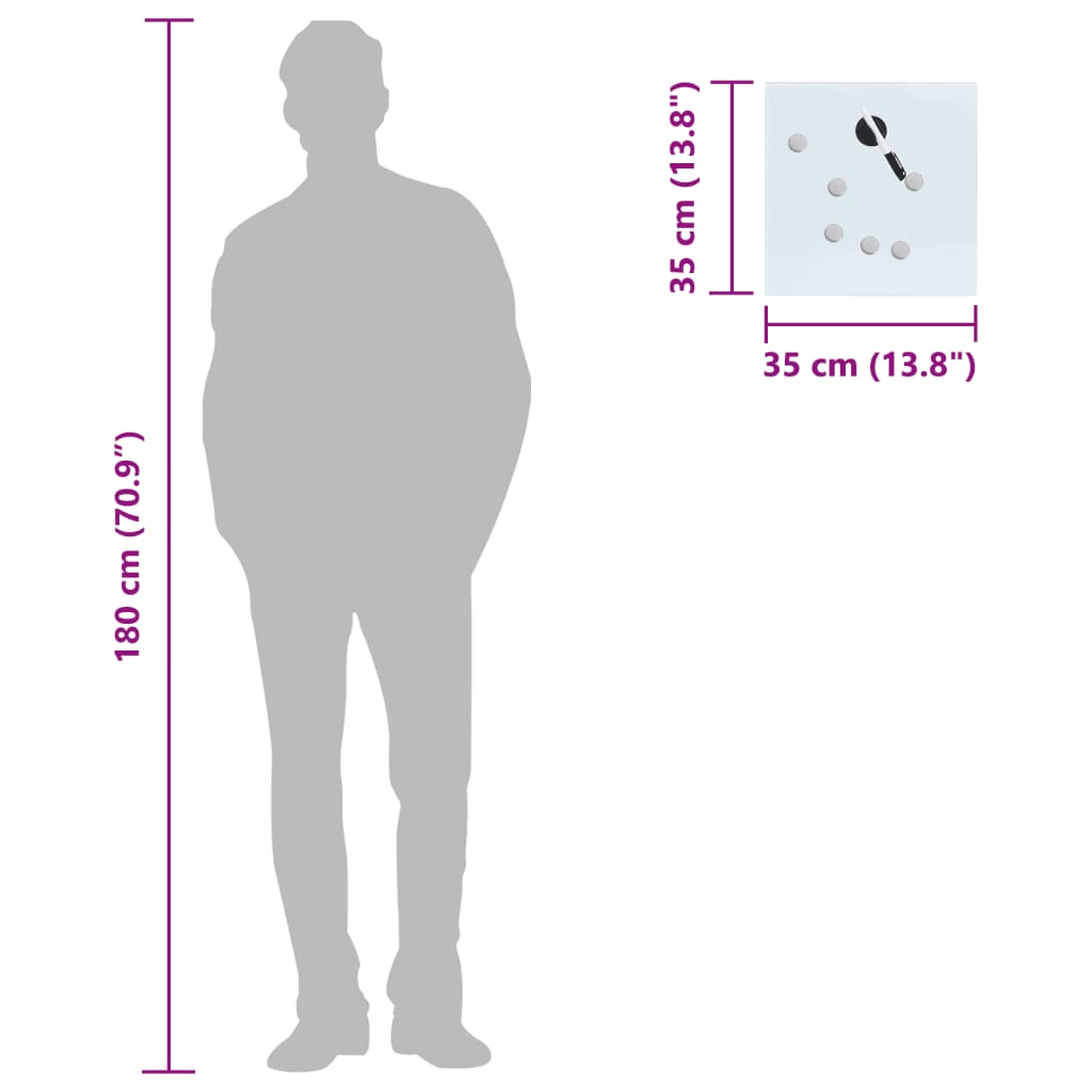 Key Box with Magnetic Board White 35x35x4cm