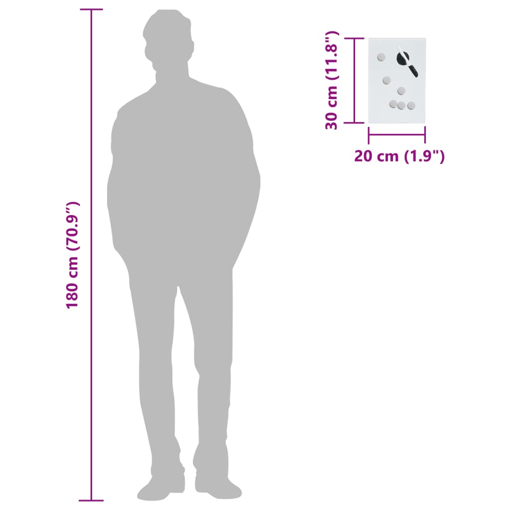 Key Box with Magnetic Board White 30x20x4 cm