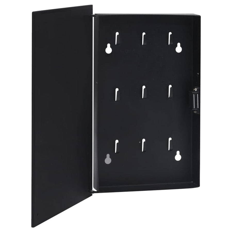 Key Box with Magnetic Board Black 30x20x4 cm