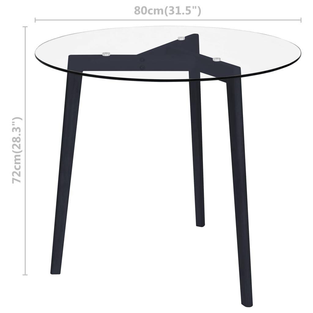 Dining Table Transparent 80 cm Tempered Glass