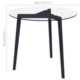 Dining Table Transparent 80 cm Tempered Glass - Close-Up Angle