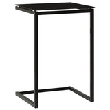 Side Table Black 40x40x60 cm Tempered Glass - Top-Down View