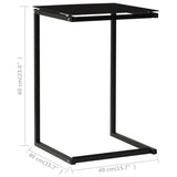Side Table Black 40x40x60 cm Tempered Glass - Close-Up Angle