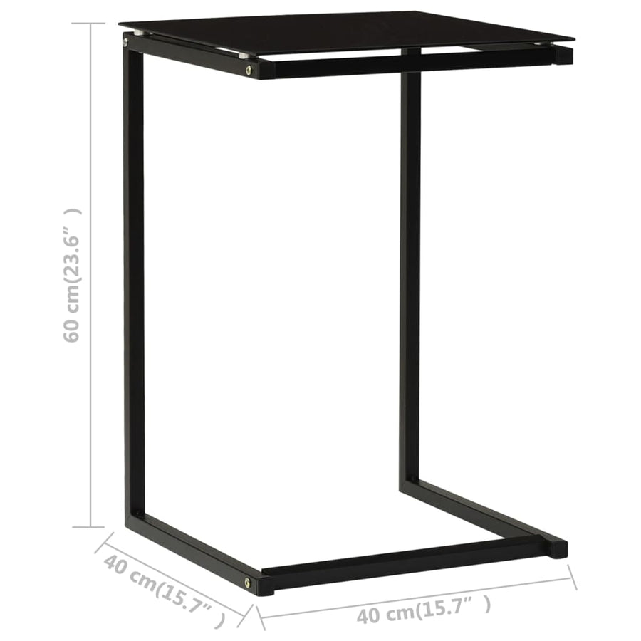 Side Table Black 40x40x60 cm Tempered Glass