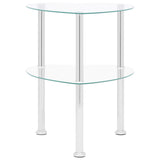 2-Tier Side Table Transparent 38x38x50 cm Tempered Glass - Front View