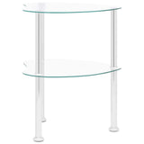 2-Tier Side Table Transparent 38x38x50 cm Tempered Glass - Side View