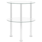 2-Tier Side Table Transparent 38 cm Tempered Glass