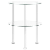 2-Tier Side Table Transparent 38 cm Tempered Glass - Front View