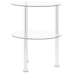 2-Tier Side Table Transparent 38 cm Tempered Glass