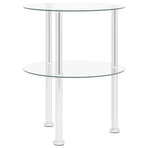 2-Tier Side Table Transparent 38 cm Tempered Glass