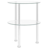 2-Tier Side Table Transparent 38 cm Tempered Glass - Top-Down View