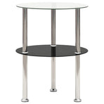 2-Tier Side Table Transparent & Black 38 cm Tempered Glass