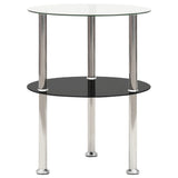 2-Tier Side Table Transparent & Black 38 cm Tempered Glass