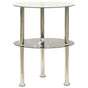 2-Tier Side Table Transparent & Black Marble 38 cm Tempered Glass