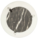 2-Tier Side Table Transparent & Black Marble 38 cm Tempered Glass