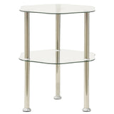 2-Tier Side Table Transparent 38x38x50 cm Tempered Glass