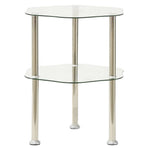 2-Tier Side Table Transparent 38x38x50 cm Tempered Glass