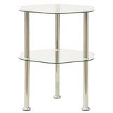 2-Tier Side Table Transparent 38x38x50 cm Tempered Glass