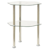 2-Tier Side Table Transparent 38x38x50 cm Tempered Glass