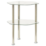 2-Tier Side Table Transparent 38x38x50 cm Tempered Glass - Front View