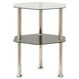 2-Tier Side Table Transparent & Black 38x38x50cm Tempered Glass