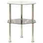 2-Tier Side Table Transparent & Black Marble 38x38x50cm Tempered Glass