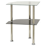 2-Tier Side Table Transparent & Black 38x38x50cm Tempered Glass
