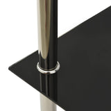 2-Tier Side Table Transparent & Black 38x38x50cm Tempered Glass - Top-Down View