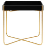 Side Table Black and Gold 38x38x38.5 cm MDF