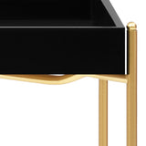 Side Table Black and Gold 38x38x38.5 cm MDF - 45-Degree Angle